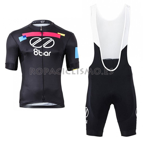 2017 Maillot Equipo 8bar Tirantes Mangas Cortas Negro